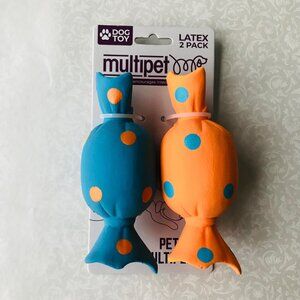 multipet  Latex Toy   Squeakables Yellow/Blue  Size : 4.5" X 2.0"